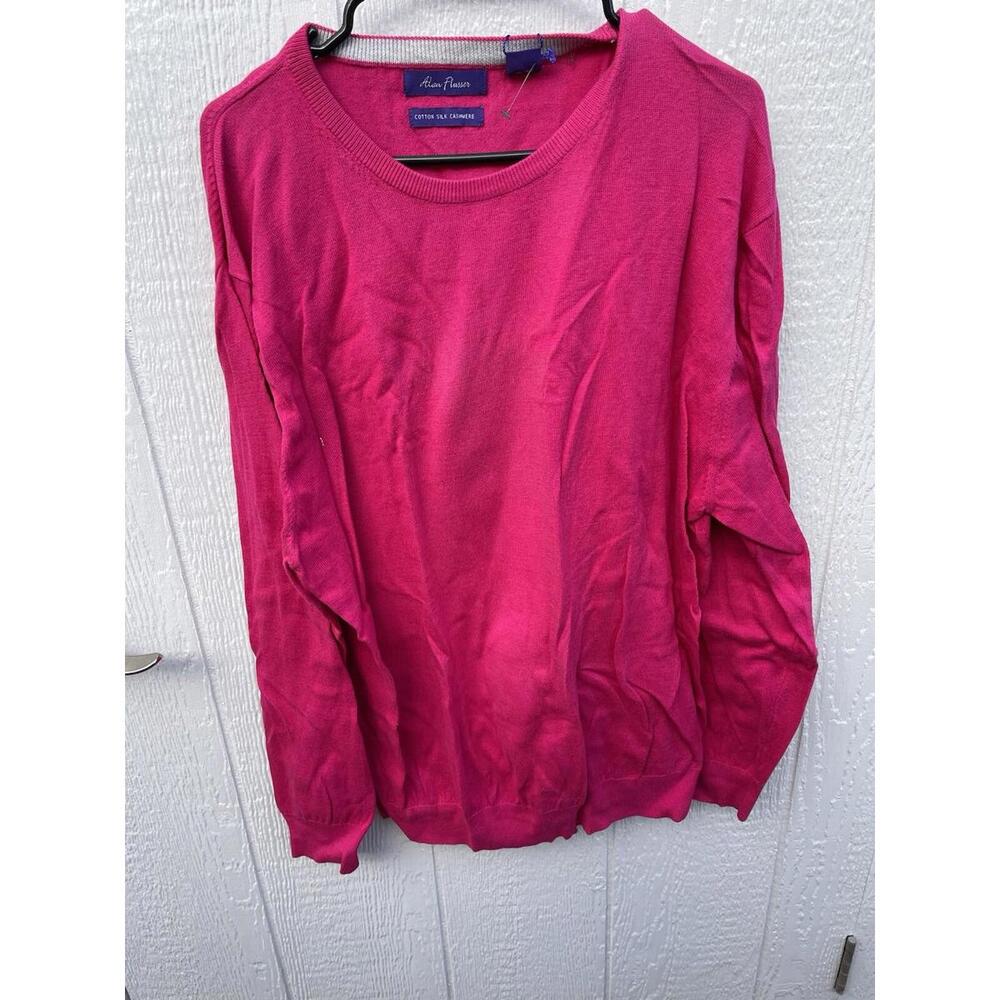 Alan Flusser Mens Cotton Cashmere Sweater Pink Size Large long sleeve